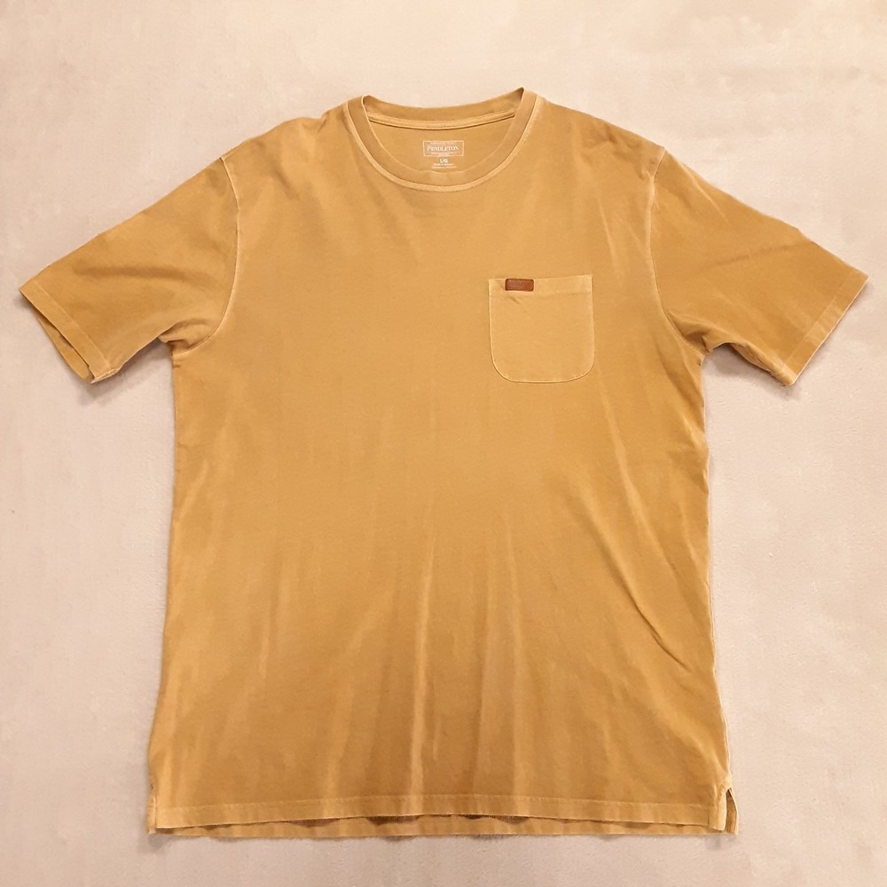 Pendleton Men's Short Sleeve DESCHUTES Pocket Tee L Gold Cowhide Leather Crew